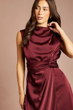 Robe Midi En Satin Avec Taille Nouée