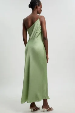 KarenMillen Robe Midi En Satin De Viscose À Détail Asymétrique<Femme Robes Demoiselles D'Honneur|Robes Mi-Longues