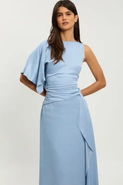 Robe Midi En Satin De Viscose Drapé Petite Taille