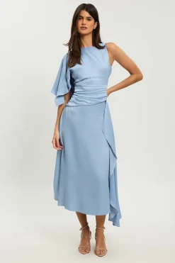 Robe Midi En Satin De Viscose Drapé Petite Taille