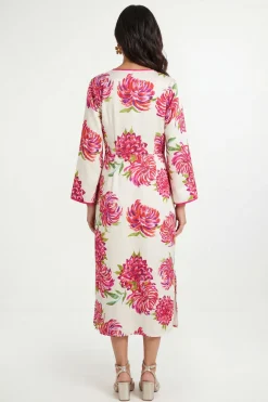 Robe Midi En Satin À Imprimé Floral Contrasté