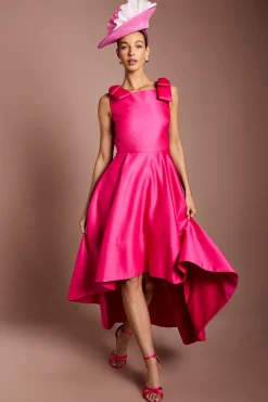 Robe Midi En Satin Lisa À Nœuds Sur Les Épaules Couleur Tan