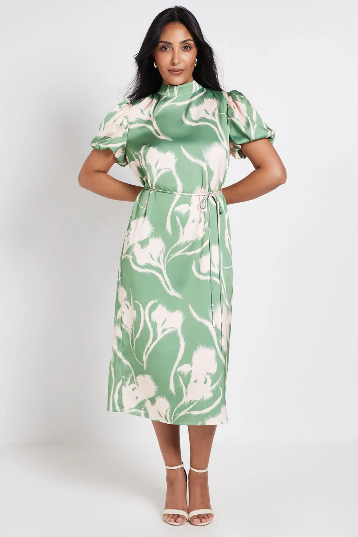 Wallis Robe Midi En Satin À Motif Fleuri Petite<Femme Robes Mi-Longues|Satin Et Dentelle