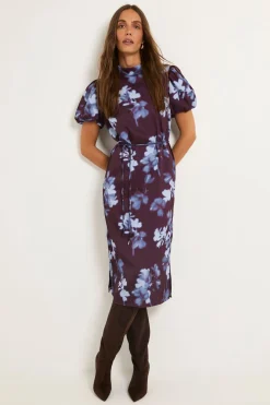 Robe Midi En Satin À Motif Floral