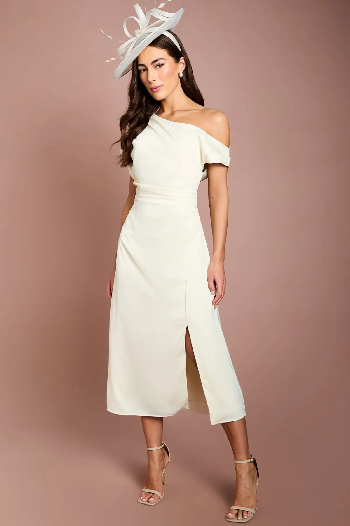 Coast Robe Midi en Satin à Épaules Dénudées avec Liens Latéraux<Femme Robes Mi-Longues|Satin Et Dentelle