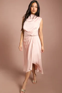 Coast Robe Midi En Satin Petite Avec Taille Torsadée<Femme Robes Mi-Longues|Satin Et Dentelle