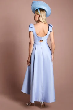 Robe Midi En Satin Petite Lisa Avec Nœuds Aux Épaules Coloris Tan