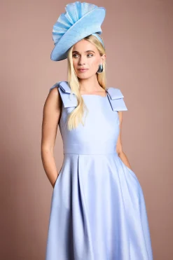 Robe Midi En Satin Petite Lisa Avec Nœuds Aux Épaules Coloris Tan