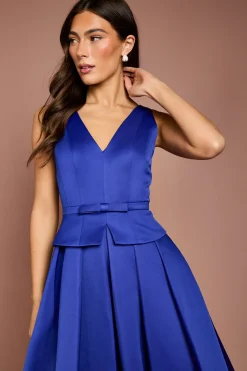 Robe Midi En Satin Structuré À Basque Plissée