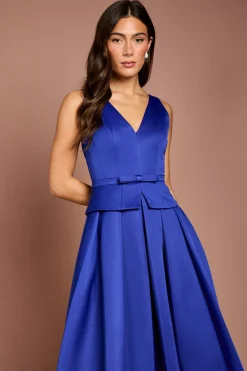 Robe Midi En Satin Structuré À Basque Plissée