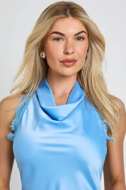 boohoo Robe Midi En Satin Texturé Avec Bordure En Dentelle<Femme Robes Mi-Longues|Satin Et Dentelle
