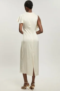 Robe Midi En Satin Texturé À Détail De Volant