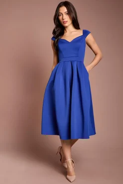 Robe Midi En Scuba À Encolure Cœur