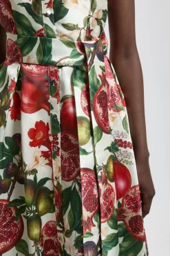 Robe Midi En Sergé À Col Orné Et Imprimé Fruits