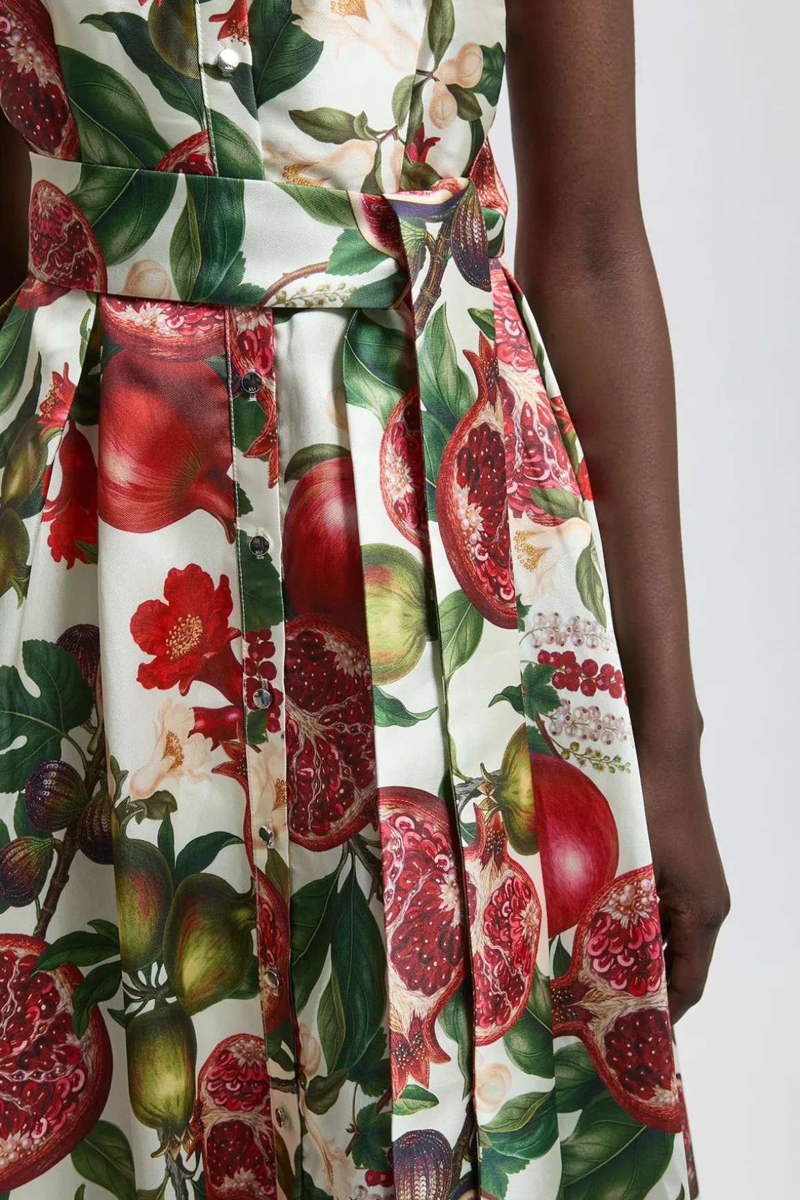 Robe Midi En Sergé À Col Orné Et Imprimé Fruits