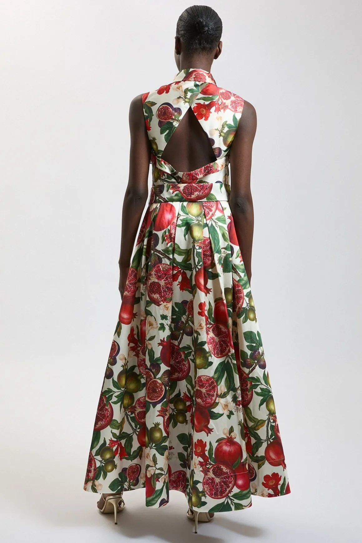 Robe Midi En Sergé À Col Orné Et Imprimé Fruits