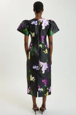 KarenMillen Robe Midi En Sergé À Imprimé Floral<Femme Toutes Les Robes|Robes D’Automne