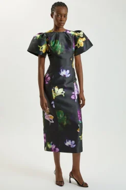 KarenMillen Robe Midi En Sergé À Imprimé Floral<Femme Toutes Les Robes|Robes D’Automne