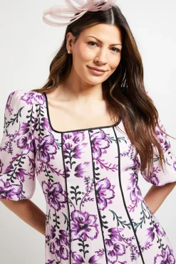 Robe Midi En Sergé Ottoman À Contraste Floral