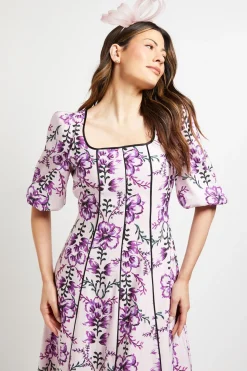 Robe Midi En Sergé Ottoman À Contraste Floral