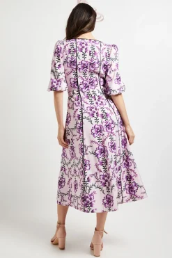 Robe Midi En Sergé Ottoman À Contraste Floral