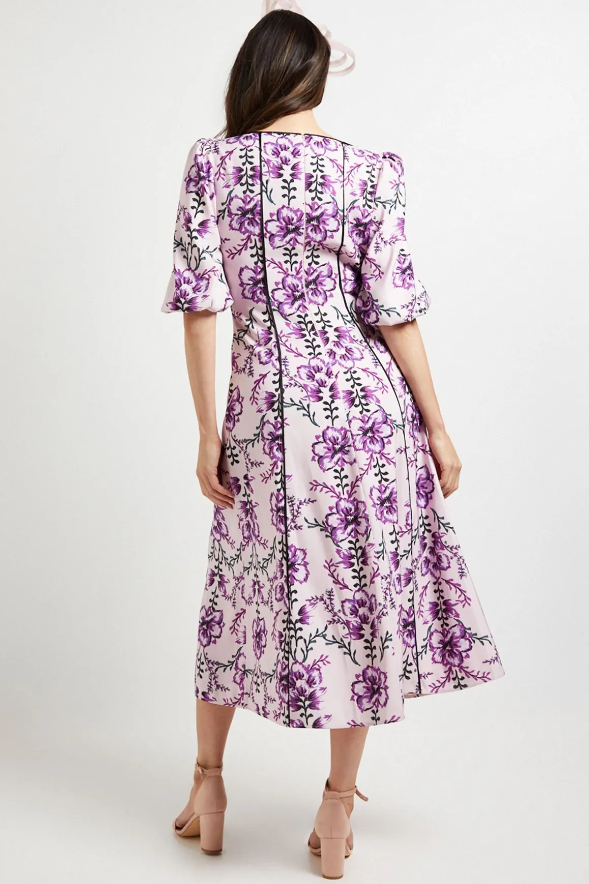 Robe Midi En Sergé Ottoman À Contraste Floral