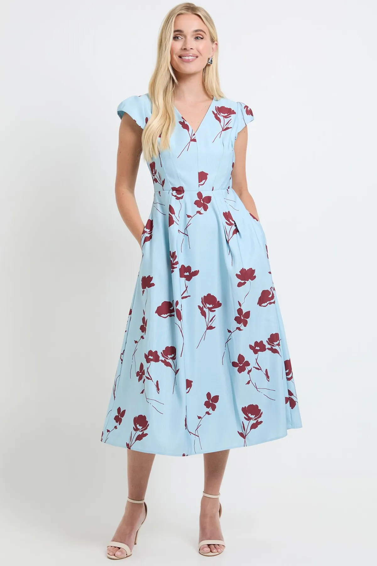 Wallis Robe Midi En Sergé Ottoman À Imprimé Floral Petite Taille<Femme Robes|Robes Mi-Longues