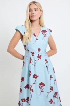 Wallis Robe Midi En Sergé Ottoman À Imprimé Floral Petite Taille<Femme Robes|Robes Mi-Longues
