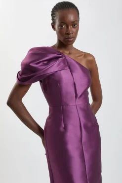 Robe Midi En Sergé À Une Épaule