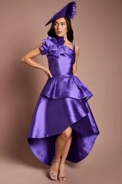Robe Midi En Sergé À Une Épaule Avec Corsage 3D Lisa Tan
