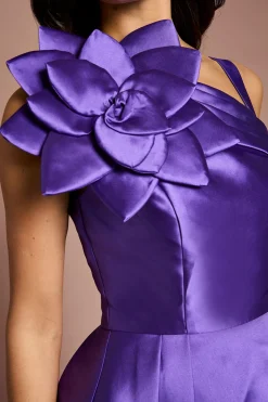 Robe Midi En Sergé À Une Épaule Avec Corsage 3D Lisa Tan