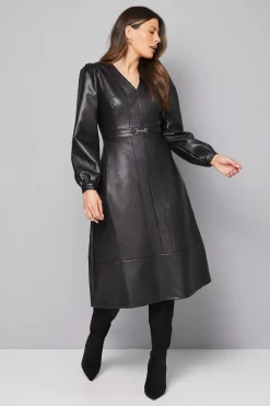 Robe Midi en synthétique avec Boucle Mors