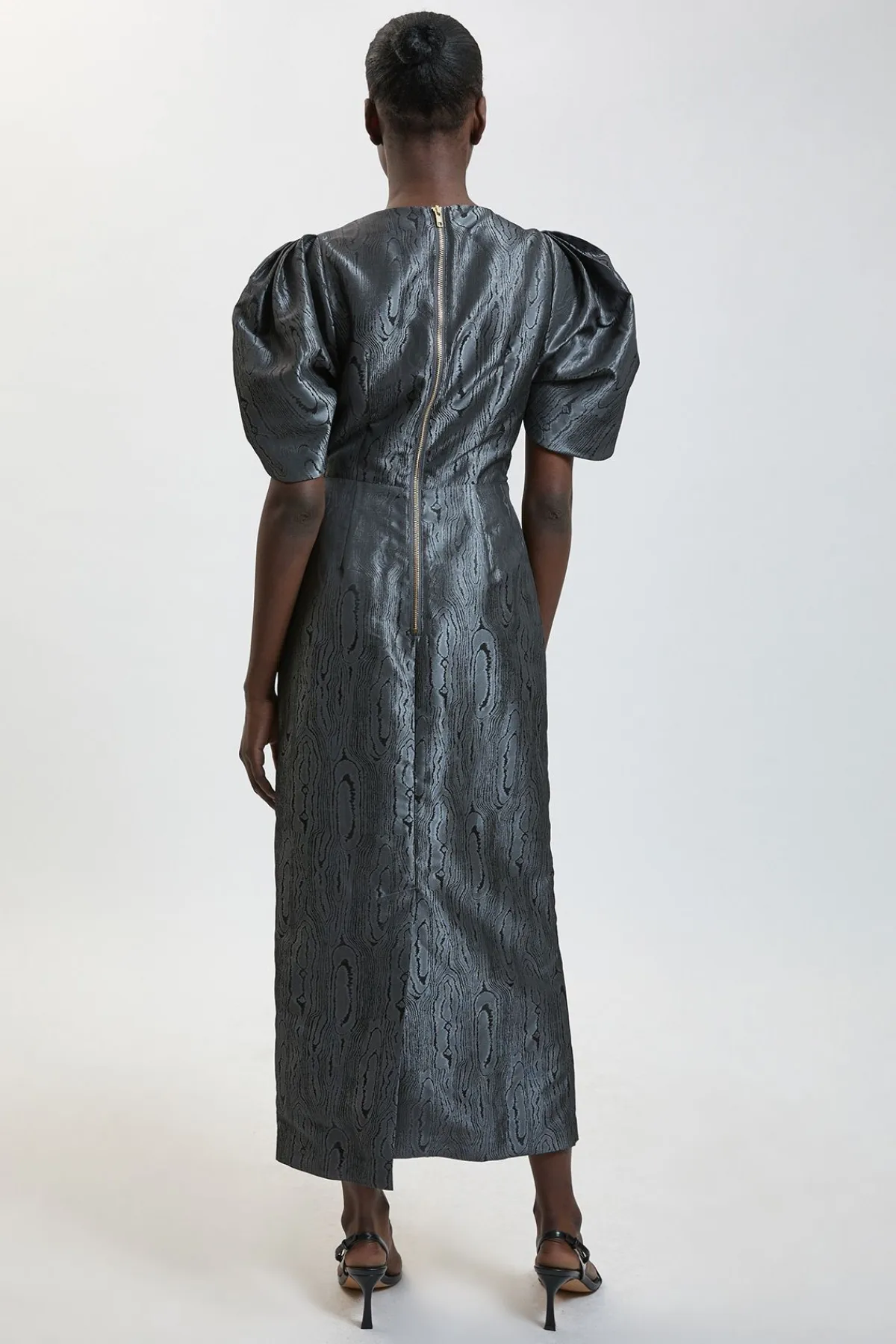 KarenMillen Robe Midi En Taffetas Sergé À Manches Bouffantes Petite<Femme Robes|Robes Mi-Longues