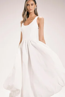KarenMillen Robe Midi En Taffetas Tissé Avec Bustier Et Jupe Bouffante Ballon<Femme Robes|Robes Mi-Longues