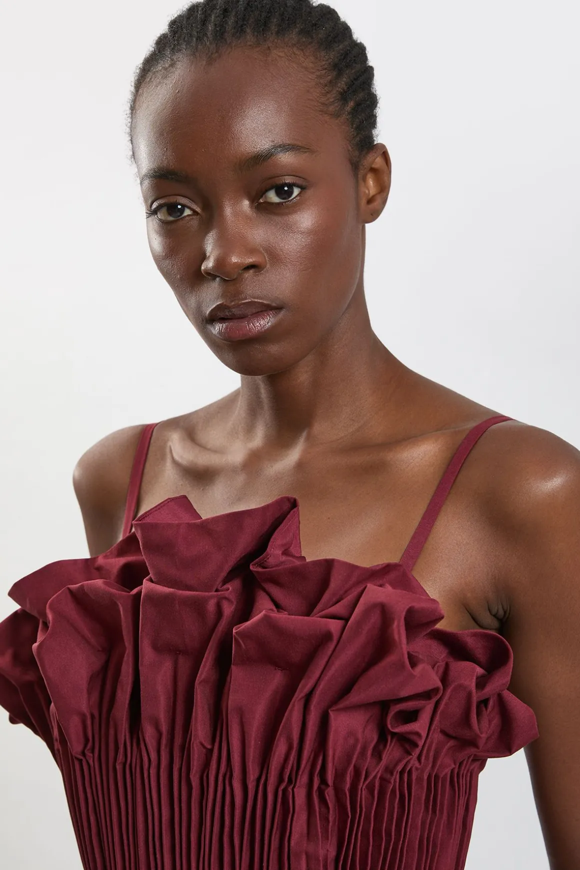 Robe Midi En Taffetas À Volants Pour Petite Taille