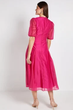 Robe Midi En Tencel Avec Détails De Plis Piqués