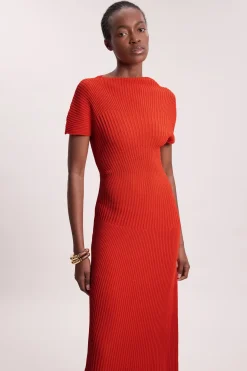 Robe midi en tricot avec détail de point