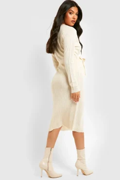 Robe Midi en Tricot à Boutons pour Maternité