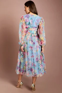 Robe Midi En Tulle À Imprimé Fleuri