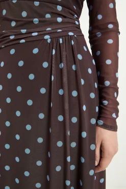 Robe Midi En Tulle À Pois Avec Taille Froncée