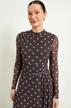 Robe Midi En Tulle À Pois Avec Taille Froncée