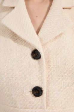KarenMillen Robe midi en tweed texturé ceinturée à jupe évasée<Femme Robes|Robes Mi-Longues
