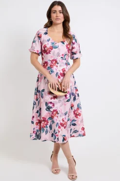 Wallis Robe Midi En Twill Ottoman À Motif Floral<Femme Robes|Robes Mi-Longues