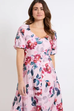 Wallis Robe Midi En Twill Ottoman À Motif Floral<Femme Robes|Robes Mi-Longues