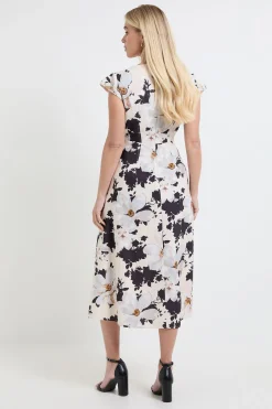 Wallis Robe Midi En Twill Ottoman À Motif Floral Petite<Femme Robes|Robes Mi-Longues