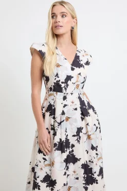 Wallis Robe Midi En Twill Ottoman À Motif Floral Petite<Femme Robes|Robes Mi-Longues