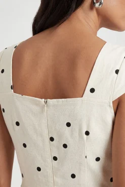 Robe Midi En Twill Ottoman À Pois