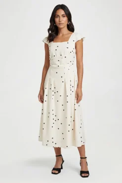 Robe Midi En Twill Ottoman À Pois