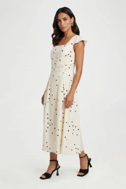Robe Midi En Twill Ottoman À Pois