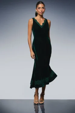 Wallis Robe Midi en Velours avec Inserts en Dentelle<Femme Robes Mi-Longues|Satin Et Dentelle